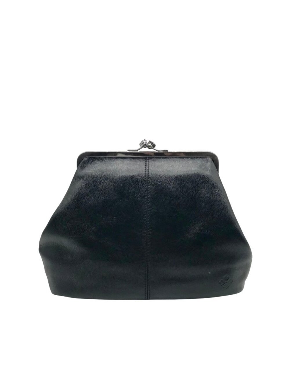 Patricia Nash Black Pebbled Leather Convertible Kiss-Lock Satchel